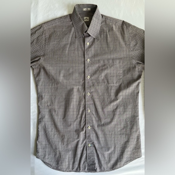 Peter Millar 100% Cotton Light Brown Plaid Long Sleeve Button Down‎ size Medium - Picture 5 of 11